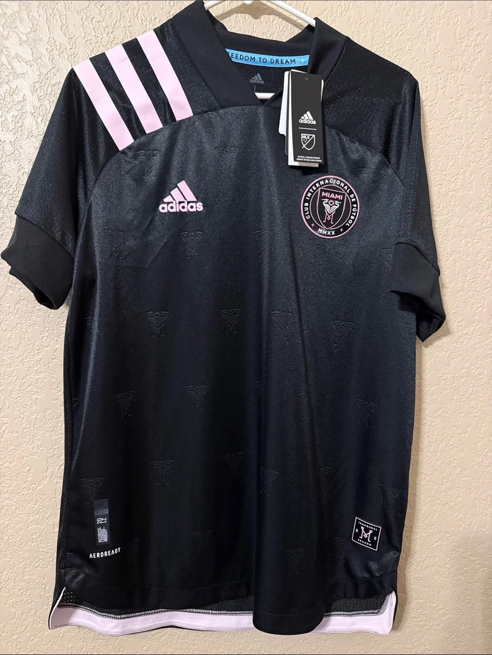 adidas Black Soccer Jersey with Pink Accents